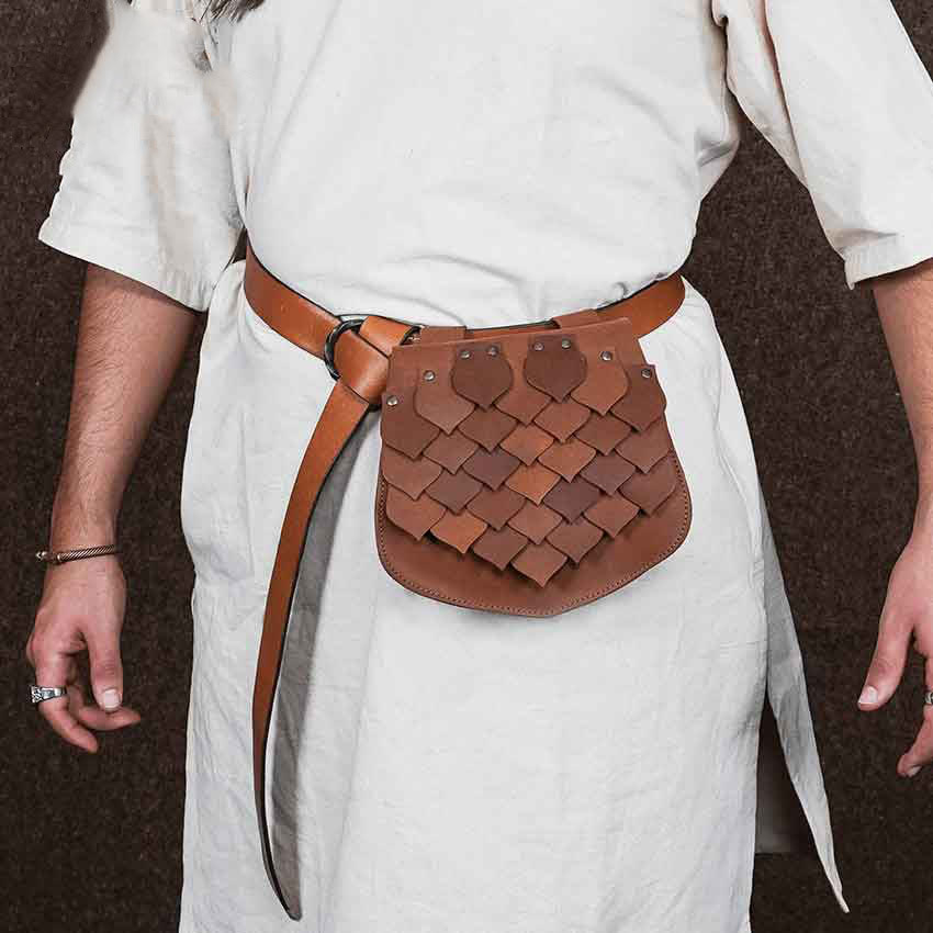 Medieval Style Large Capacity Fish Scale Viking Belt Bag - image 1