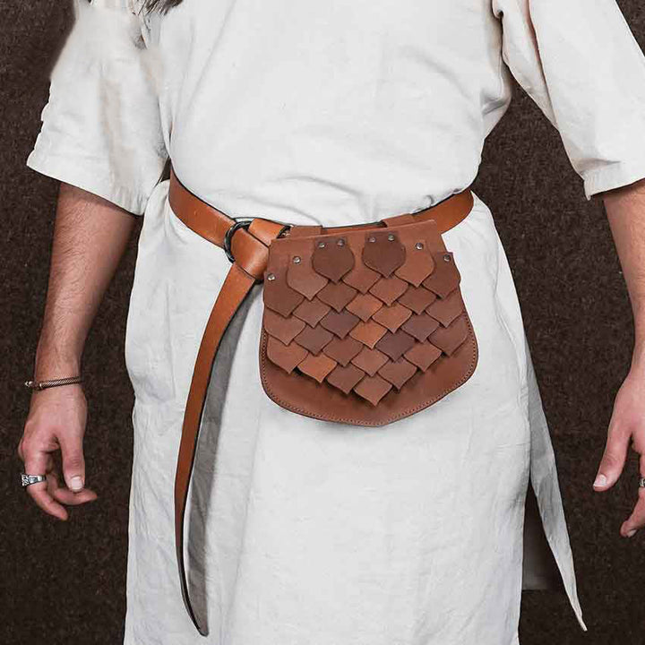 Medieval Style Large Capacity Fish Scale Viking Belt Bag - image 1