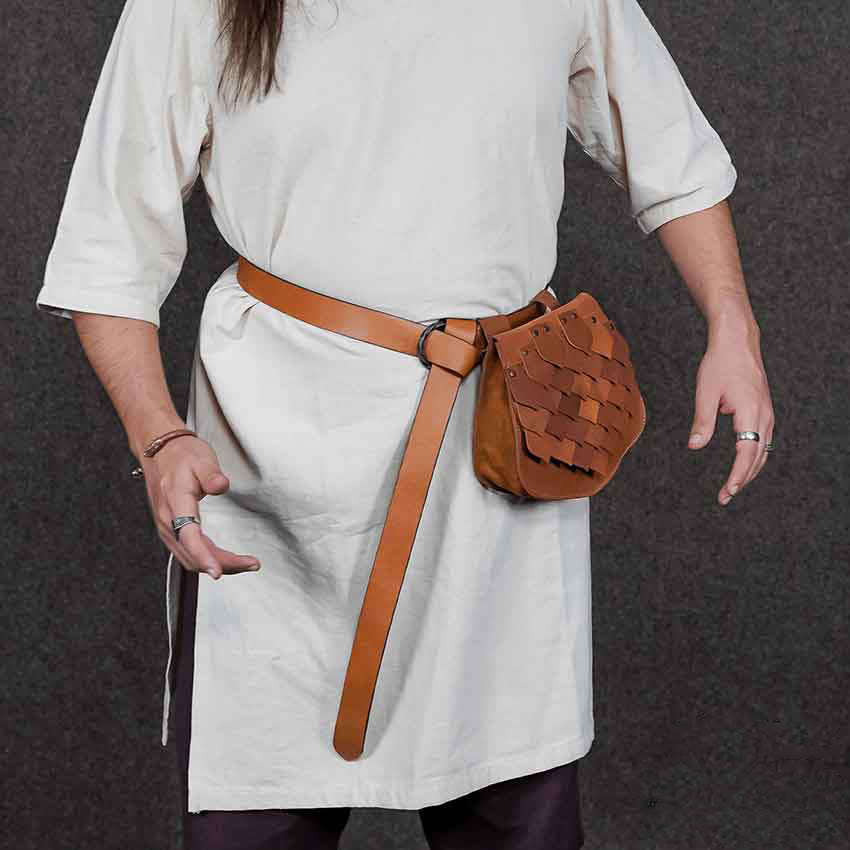 Medieval Style Large Capacity Fish Scale Viking Belt Bag - image 1