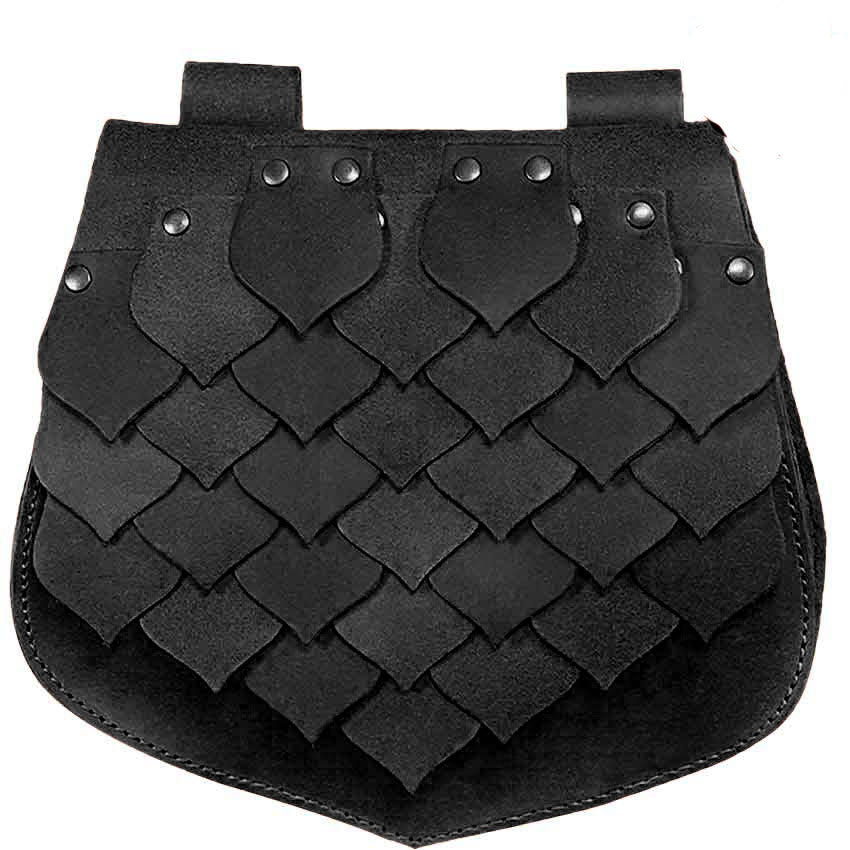 Medieval Style Large Capacity Fish Scale Viking Belt Bag - Black - image 5
