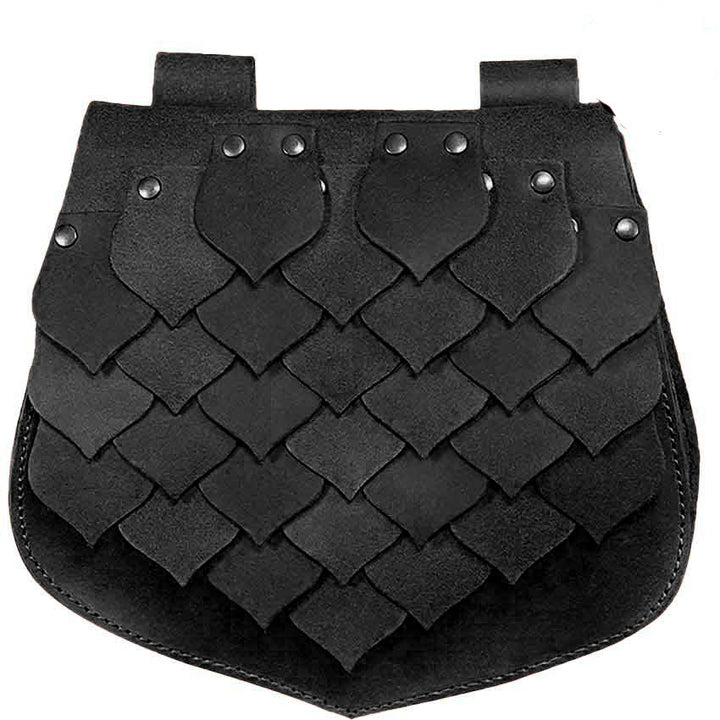 Medieval Style Large Capacity Fish Scale Viking Belt Bag - Black - image 5