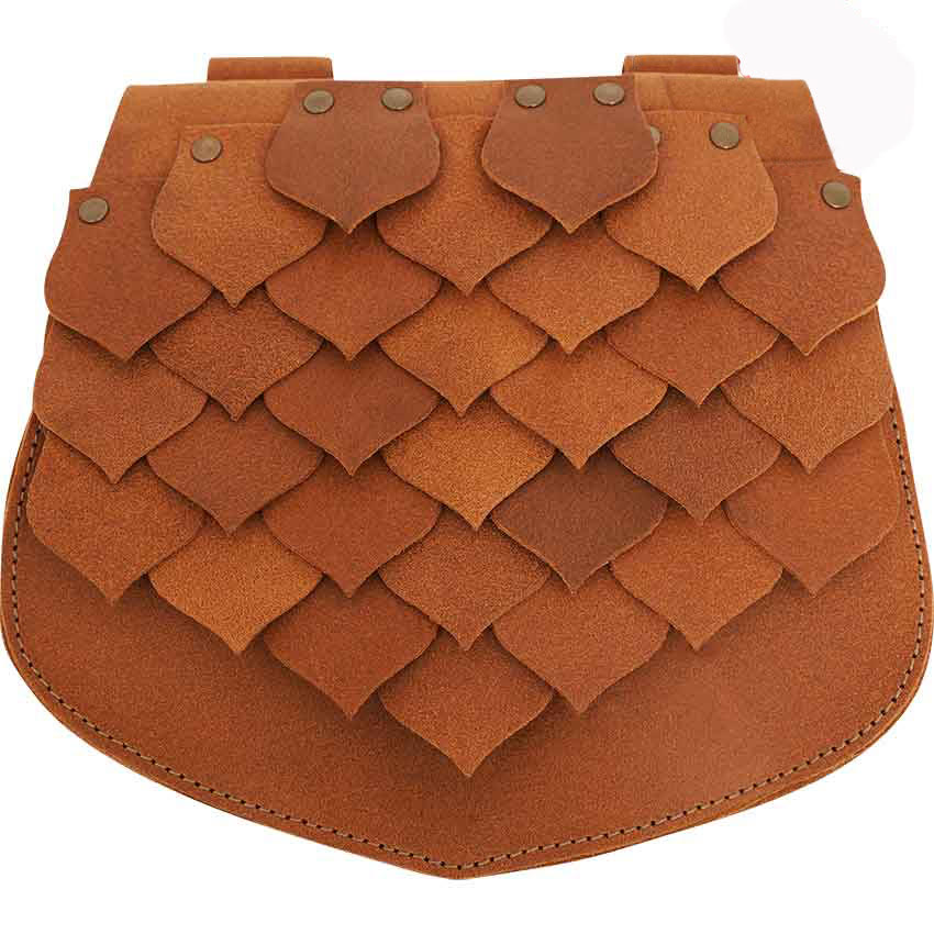 Medieval Style Large Capacity Fish Scale Viking Belt Bag - Yellowish Brown - image 4
