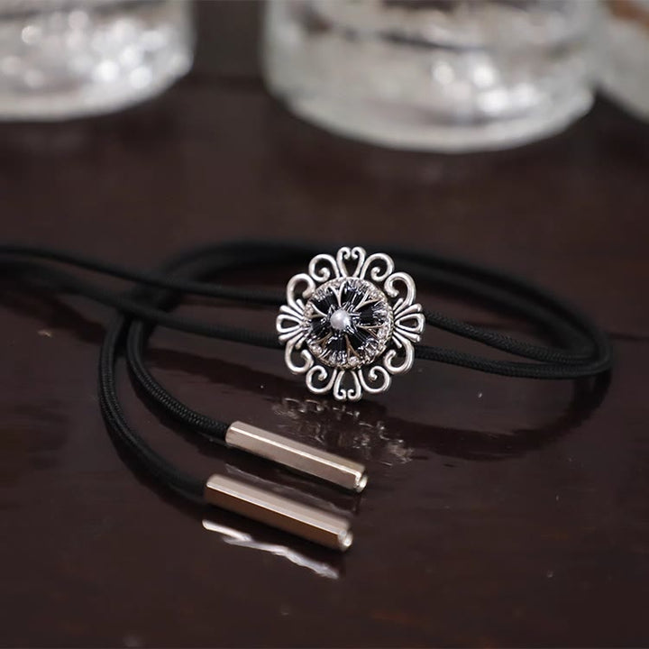 Exquisite Lace Imitation Pearl Round Pendant Bolo Tie - Lace Pendant+Rope - image 3