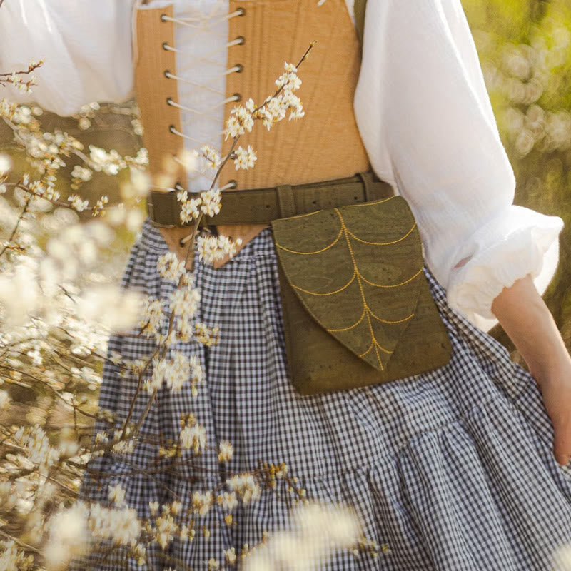 Halloween Retro Leaf Shaped Women's Viking Belt Bag - Green - image 3