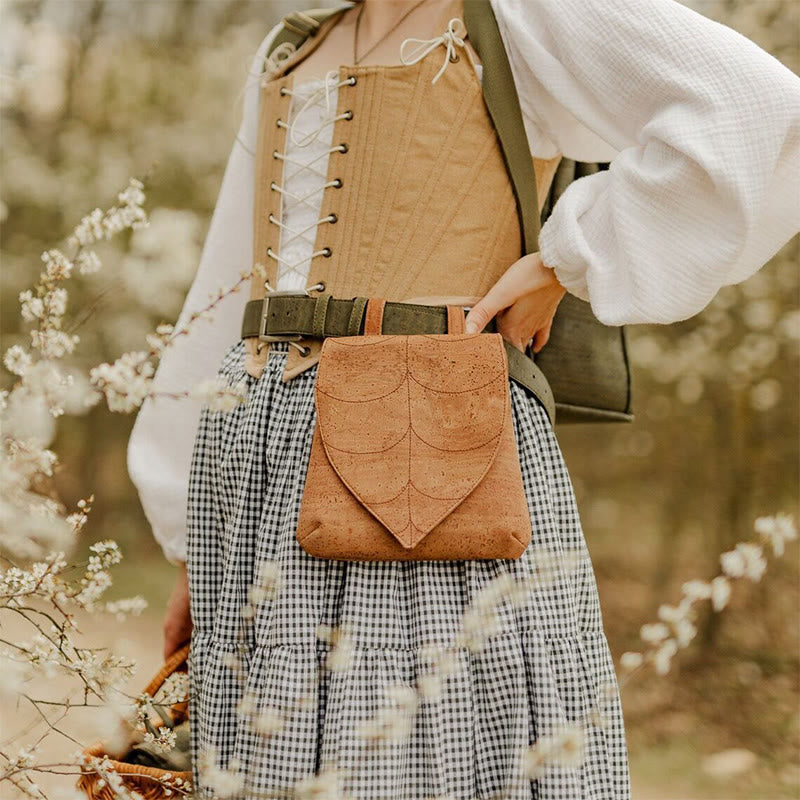 Halloween Retro Leaf Shaped Women's Viking Belt Bag - Khaki - image 4