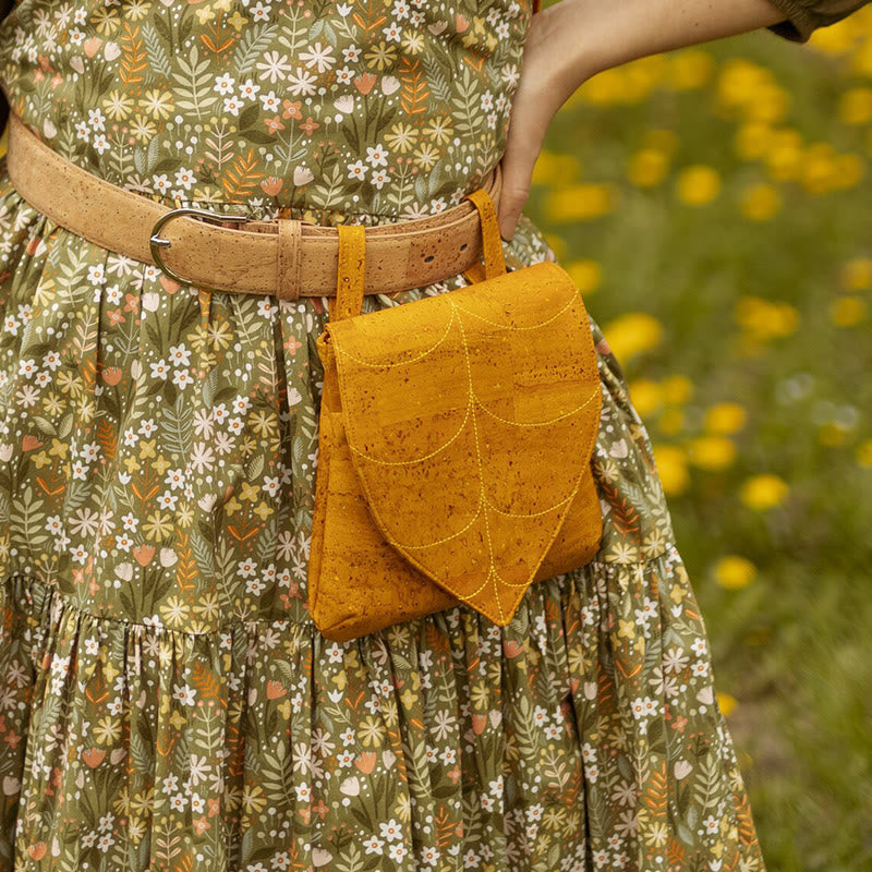 Halloween Retro Leaf Shaped Women's Viking Belt Bag - Yellow - image 5