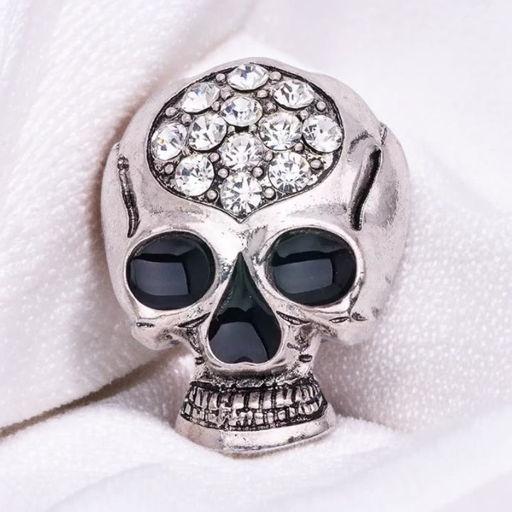 Halloween Rhinestone Exquisite Skull Brooch Accessory - Silver - image 4