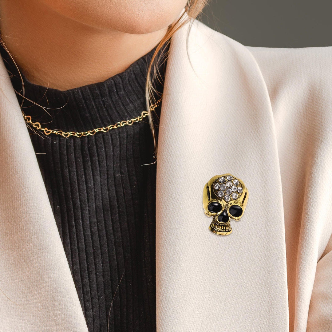 Halloween Rhinestone Exquisite Skull Brooch Accessory - image 1