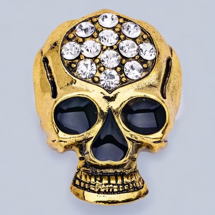 Halloween Rhinestone Exquisite Skull Brooch Accessory - Golden - image 3