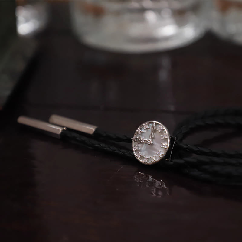 Unisex Vintage Silver Stationary Clock Design Bolo Tie - image 6