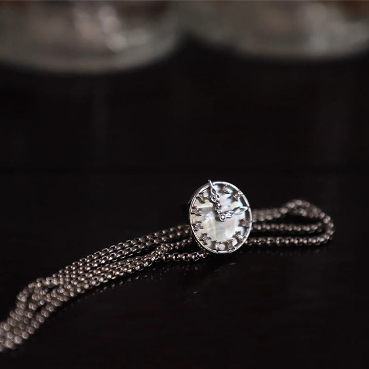 Unisex Vintage Silver Stationary Clock Design Bolo Tie - Beimu Clock+Steel Chain - image 2