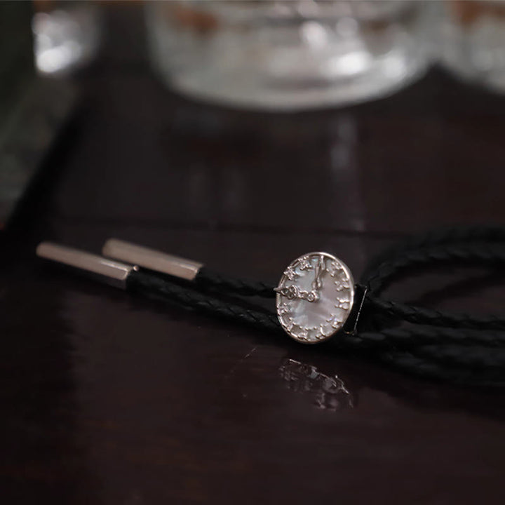 Unisex Vintage Silver Stationary Clock Design Bolo Tie - image 7
