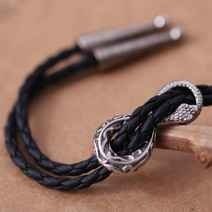 Vintage Silver Spirit Snake Bolo Tie Couple Accessories - image 3
