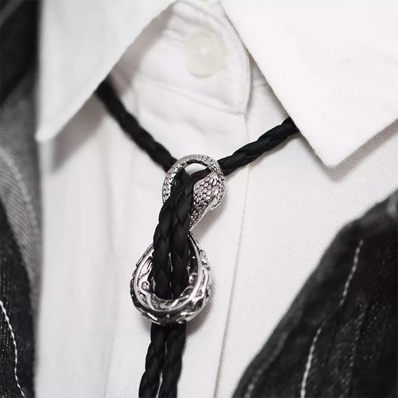 Vintage Silver Spirit Snake Bolo Tie Couple Accessories - Silver Snake - image 1