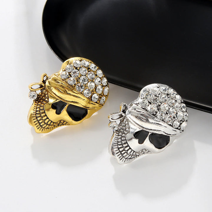 Halloween Funny Diamond Pirate Skull Brooch Accessory - image 0