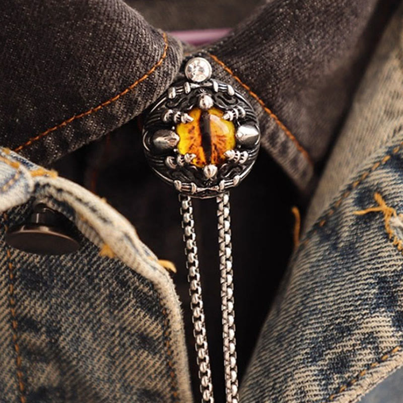 Handmade Retro Demon Eye Claws Steel Chain Bolo Tie - Yellow - image 6