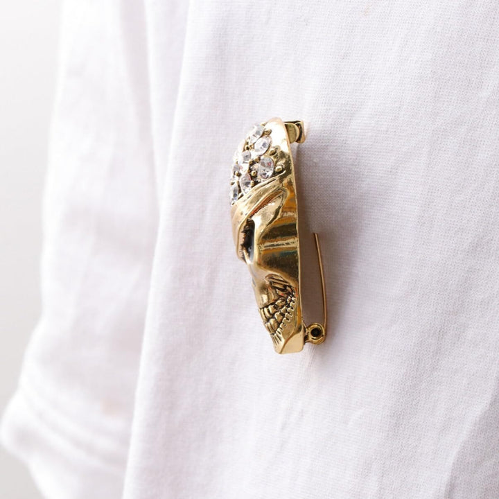 Halloween Funny Diamond Pirate Skull Brooch Accessory - image 1