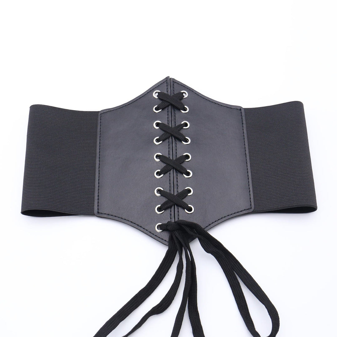 Black Women's Stylish Buckle & Strap Corset Belt - Long Strap - image 7