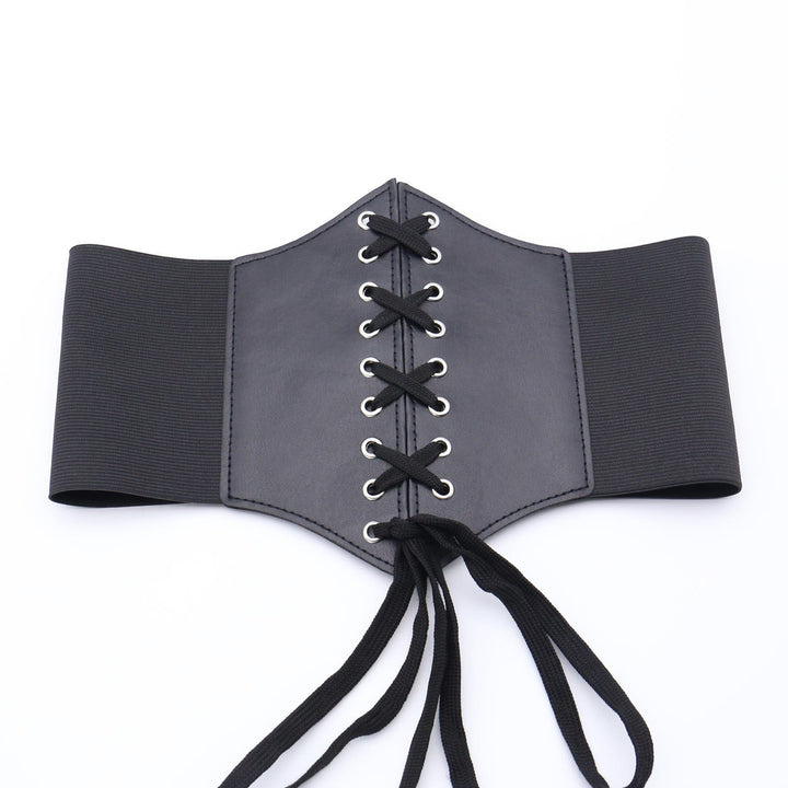 Black Women's Stylish Buckle & Strap Corset Belt - Long Strap - image 7