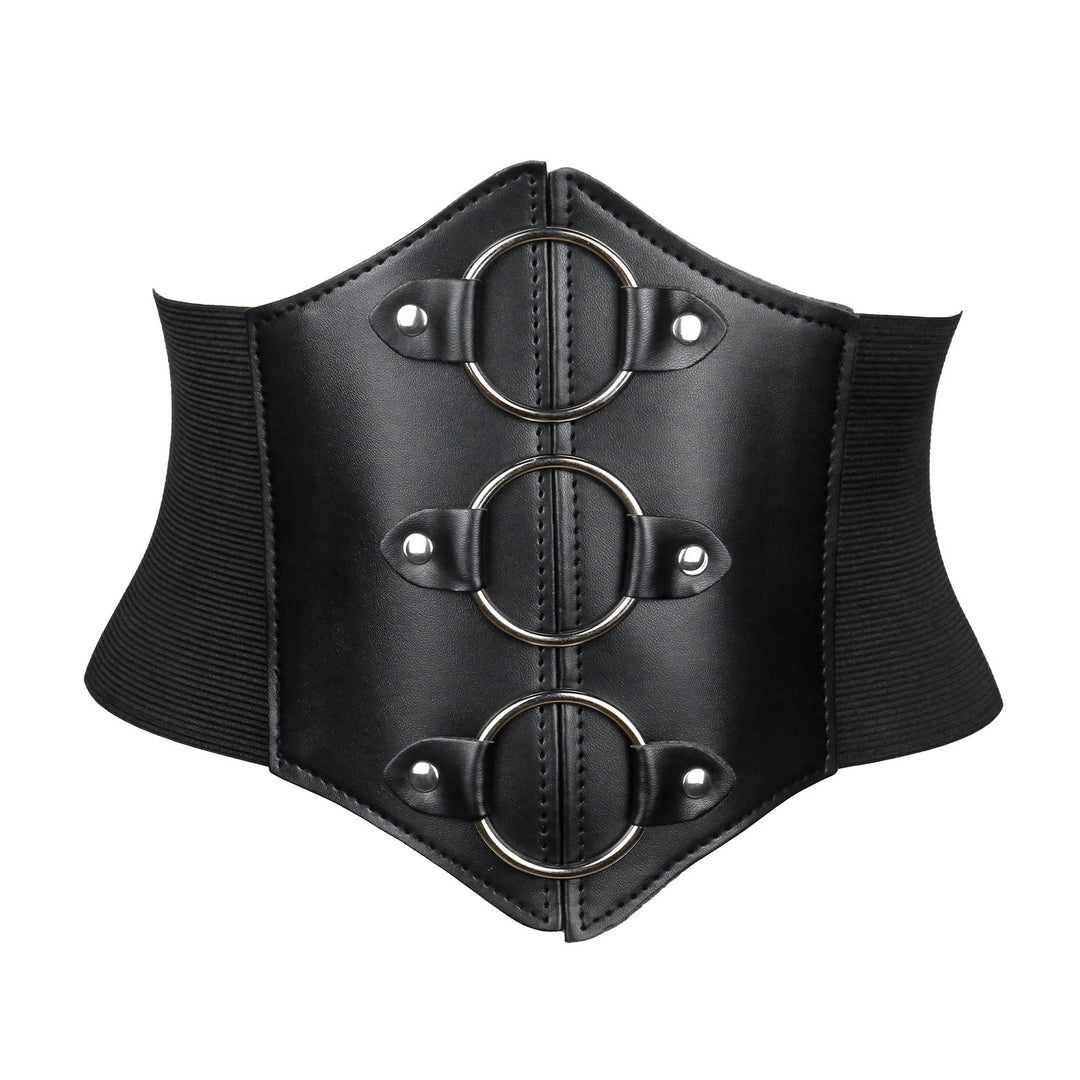 Black Women's Stylish Buckle & Strap Corset Belt - Circular Buckle - image 5