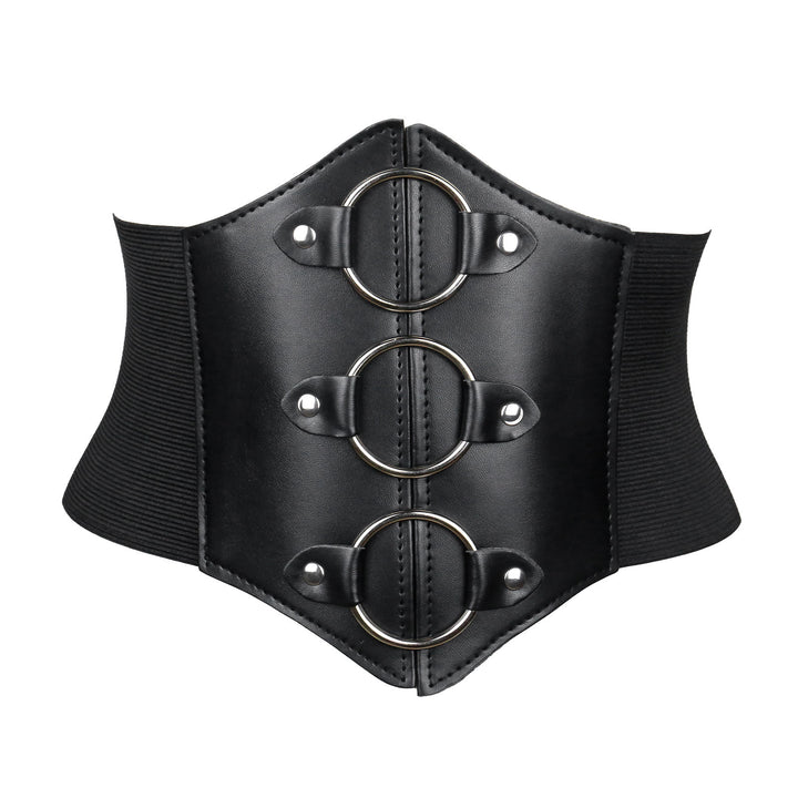 Black Women's Stylish Buckle & Strap Corset Belt - Circular Buckle - image 5