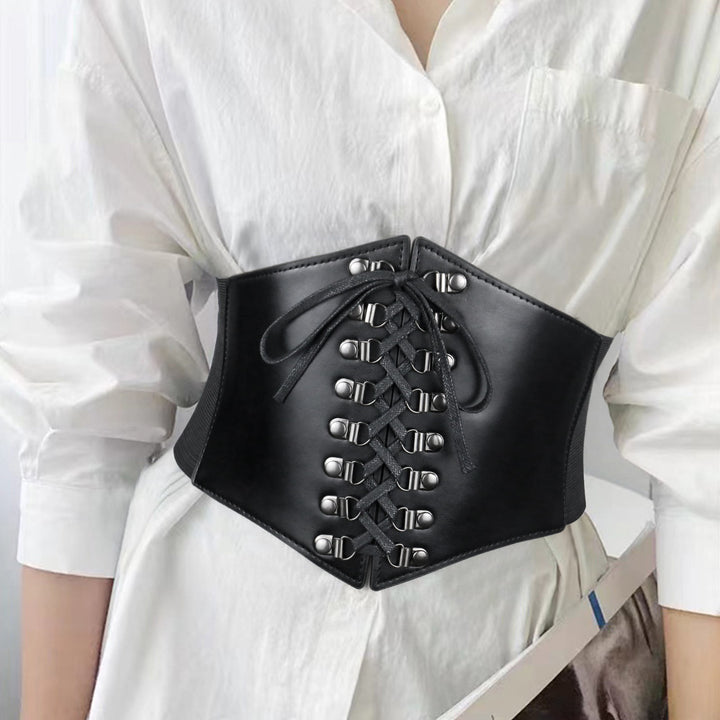 Black Women's Stylish Buckle & Strap Corset Belt - image 1