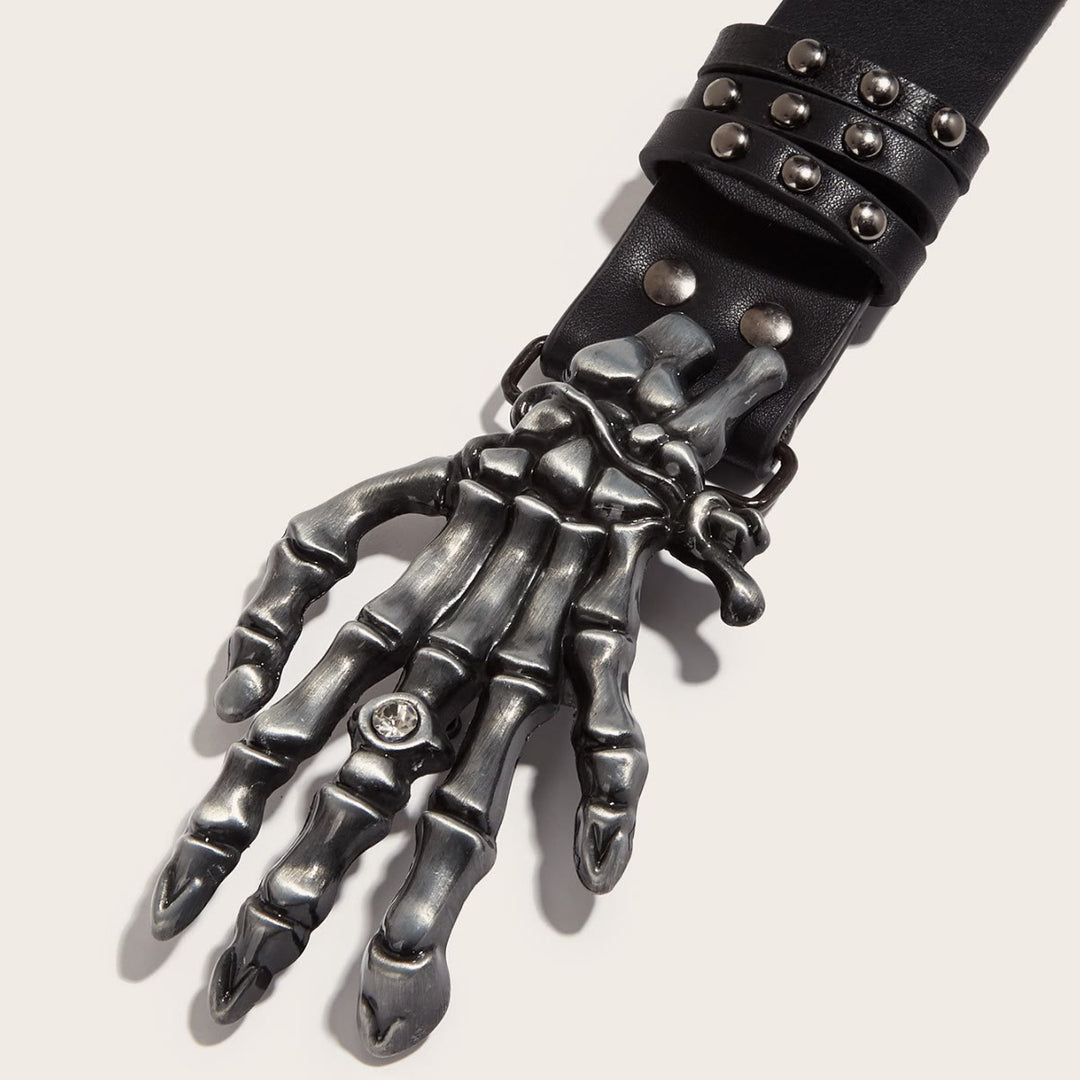 Halloween Punk Black Skeleton Hand Rivet Belt - image 4