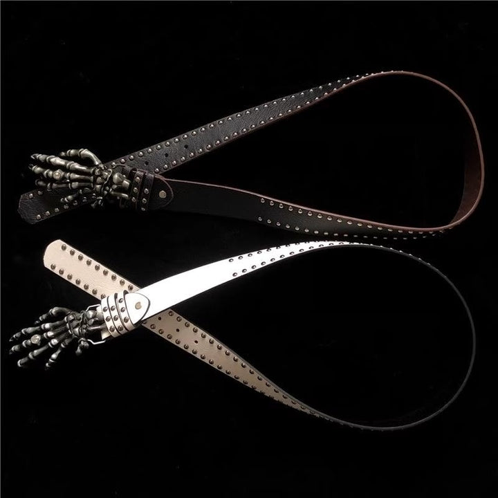 Halloween Punk Black Skeleton Hand Rivet Belt - image 5