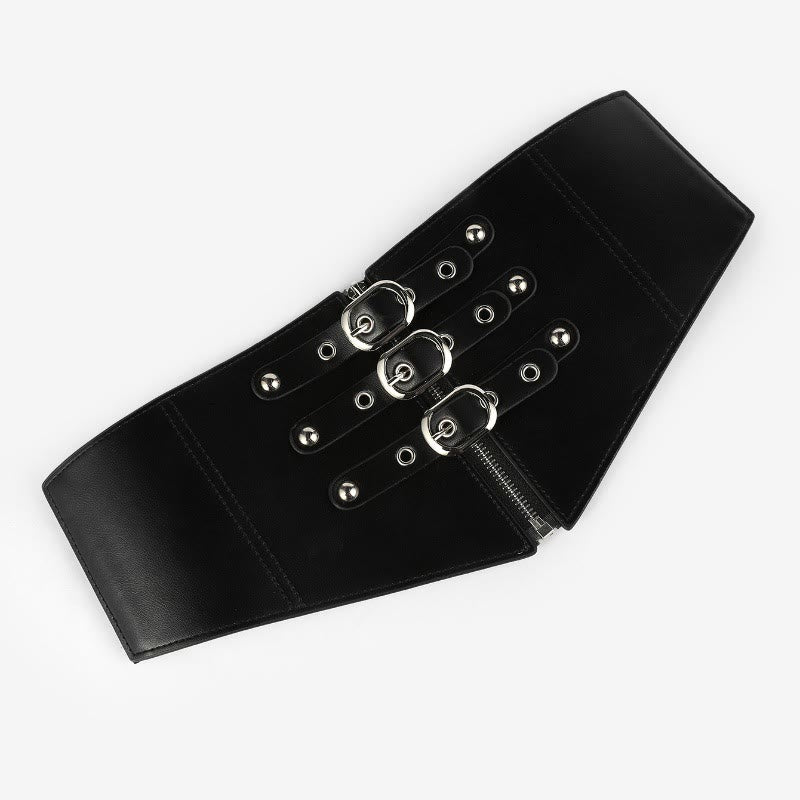 Black Needle Buckle Zipper Women's Elastic Corset Belt - image 3