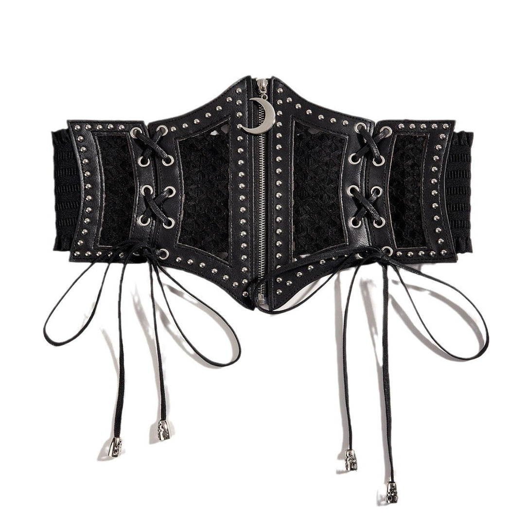 Black Fashion Strap Zipper Mesh Women's Corset Belt - image 2