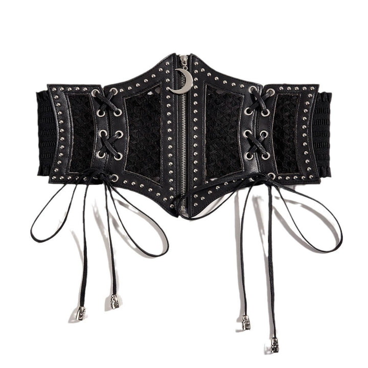 Black Fashion Strap Zipper Mesh Women's Corset Belt - image 2