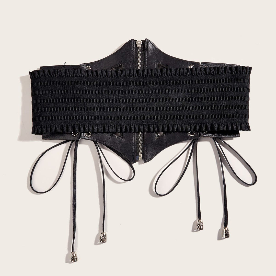 Black Fashion Strap Zipper Mesh Women's Corset Belt - image 3