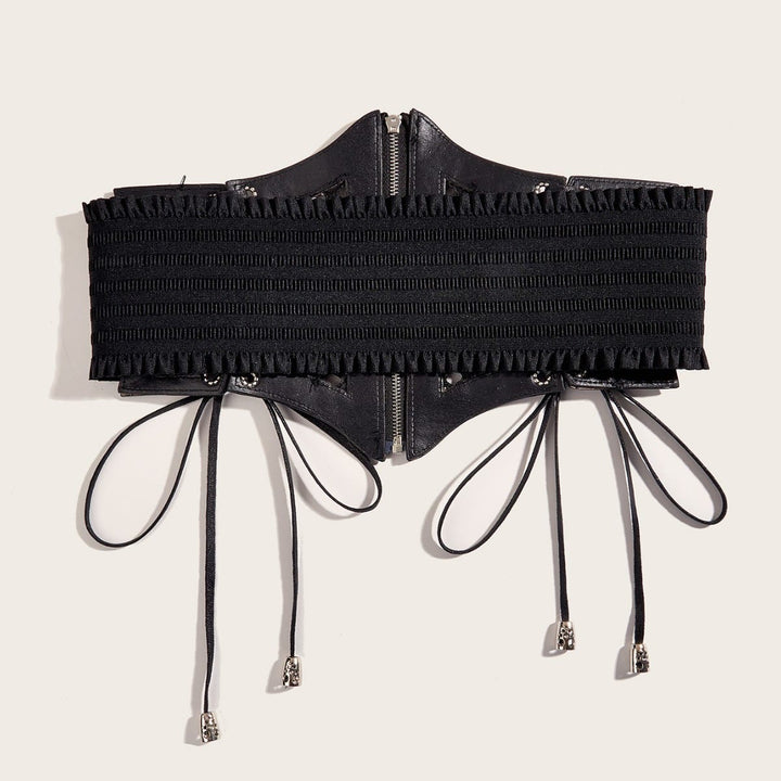 Black Fashion Strap Zipper Mesh Women's Corset Belt - image 3