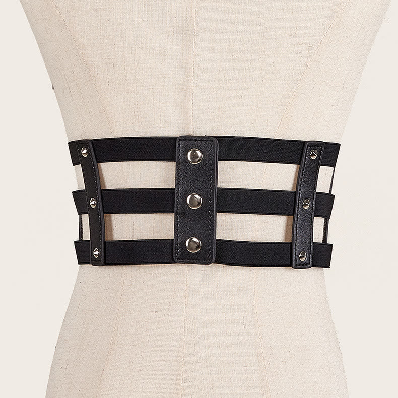 Creative Three Row Buckle Punk Style Women's Corset Belt - image 2