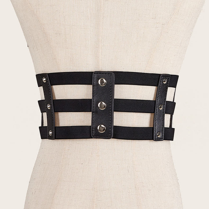 Creative Three Row Buckle Punk Style Women's Corset Belt - image 2