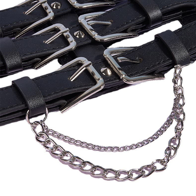Creative Three Row Buckle Punk Style Women's Corset Belt - image 3