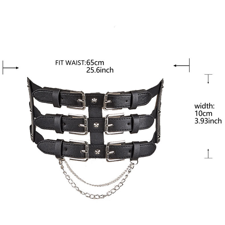 Creative Three Row Buckle Punk Style Women's Corset Belt - image 4