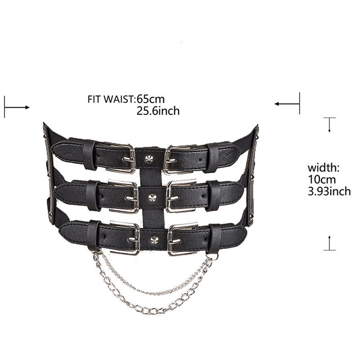 Creative Three Row Buckle Punk Style Women's Corset Belt - image 4