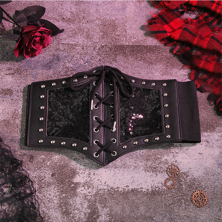 Black Style Lace Strap Women's Elastic Corset Belt - image 2