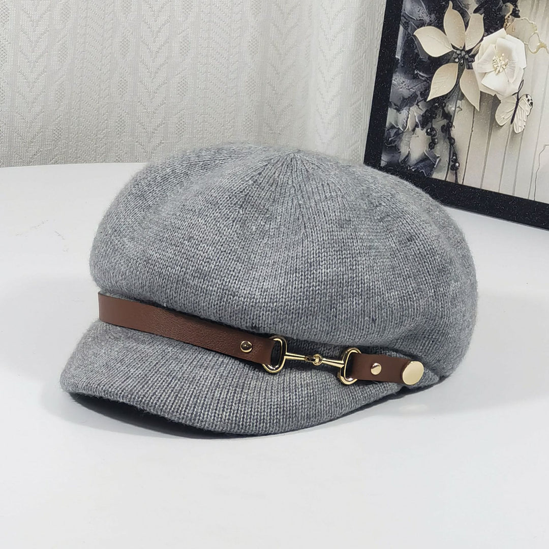Retro British Style Women's Beret Knitted Hat - Light Gray - Adjustable (22"-23 1/4") - image 4