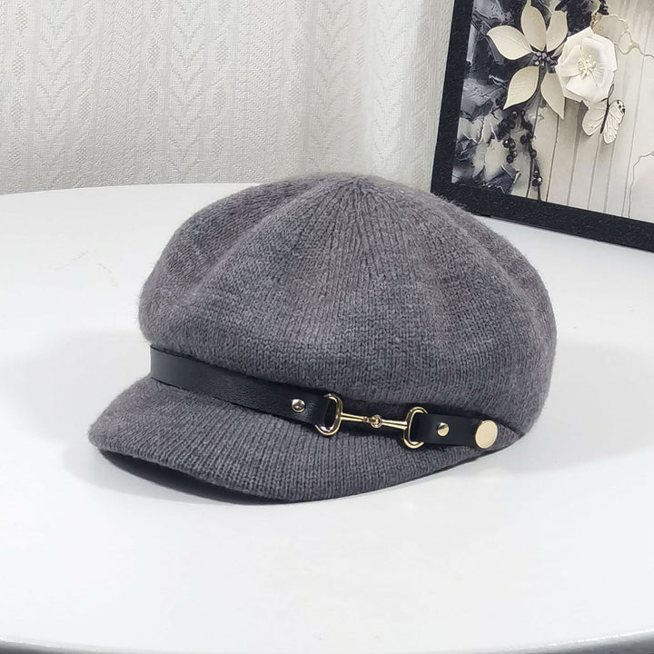 Retro British Style Women's Beret Knitted Hat - Dark Grey - Adjustable (22"-23 1/4") - image 5