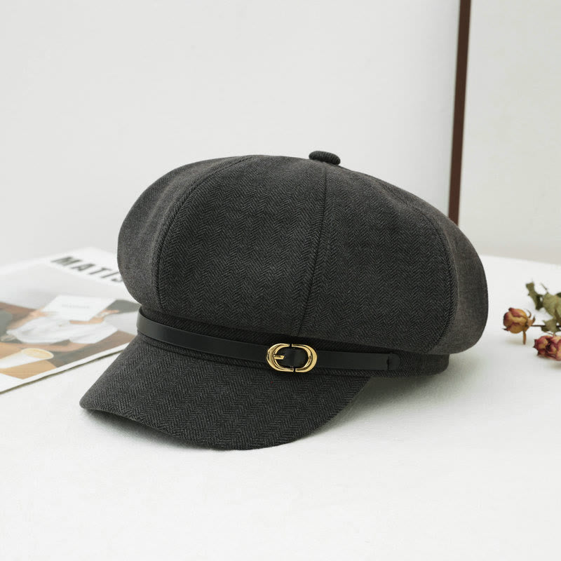 British Style Retro Women's Winter Beret Hat - Grey - M (22"-22 7/8") - image 4