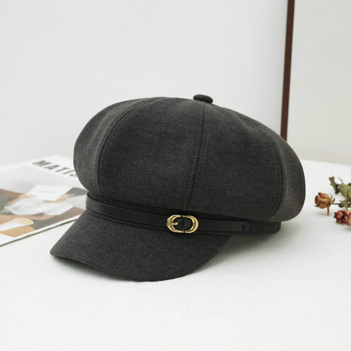 British Style Retro Women's Winter Beret Hat - Grey - M (22"-22 7/8") - image 4