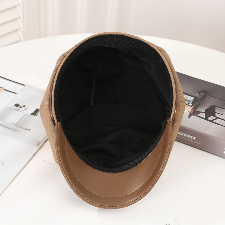 British Style Leather Brim Buckle Women's Beret - image 2
