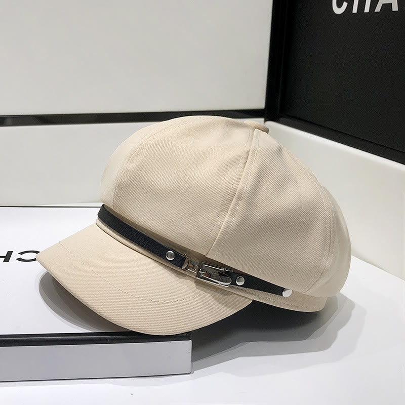 Creative Brim Buckle Women's Winter Beret Hat - Beige - M (22"-22 7/8") - image 1