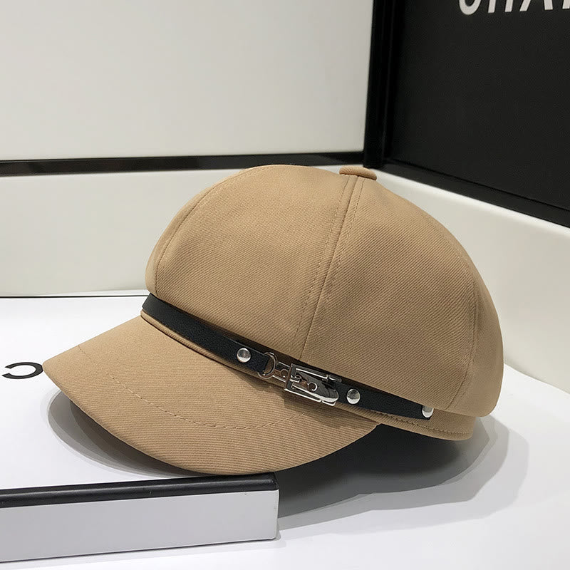 Creative Brim Buckle Women's Winter Beret Hat - Khaki - M (22"-22 7/8") - image 0