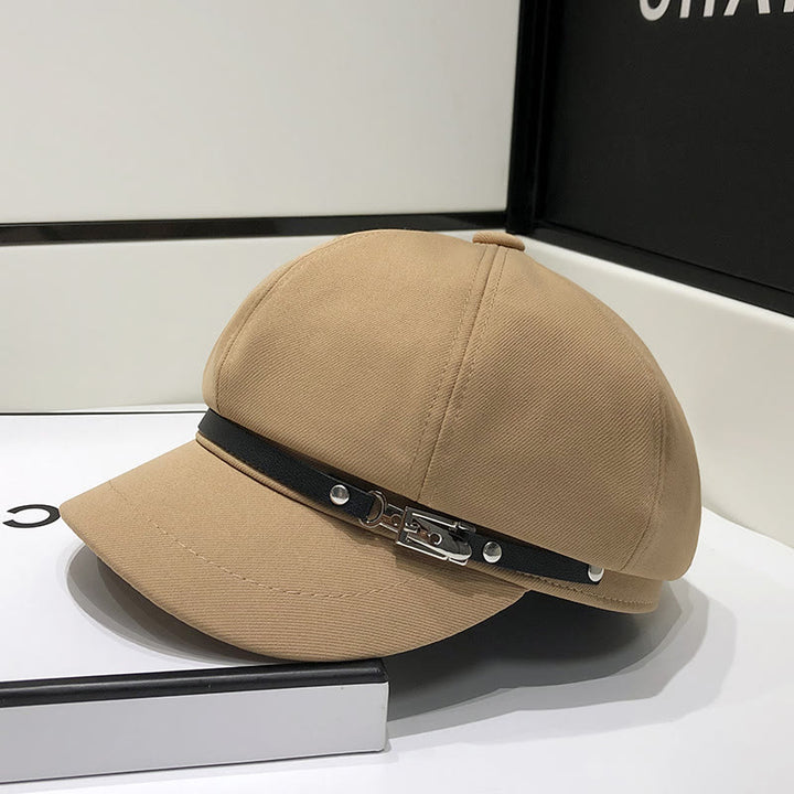 Creative Brim Buckle Women's Winter Beret Hat - Khaki - M (22"-22 7/8") - image 0