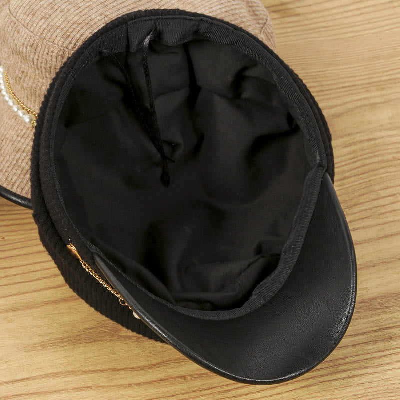 Exquisite Pearl Chain Women's Winter Beret Hat - image 6
