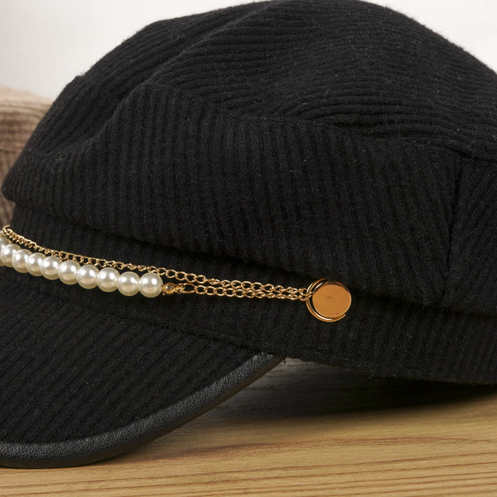 Exquisite Pearl Chain Women's Winter Beret Hat - image 5