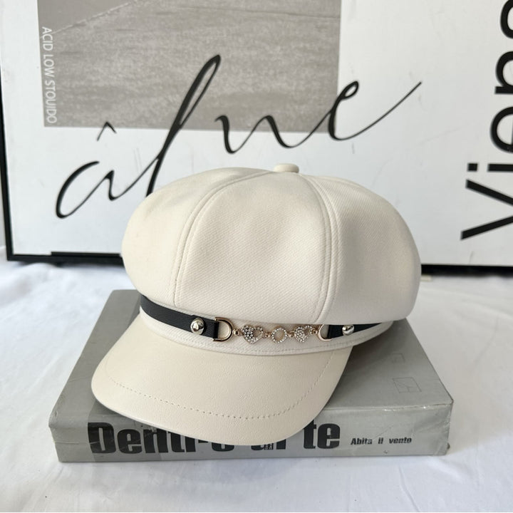 Love Chain Buckle Fashion Women's Winter Beret Hat - Beige - Adjustable (21 1/4"-22 7/8") - image 2